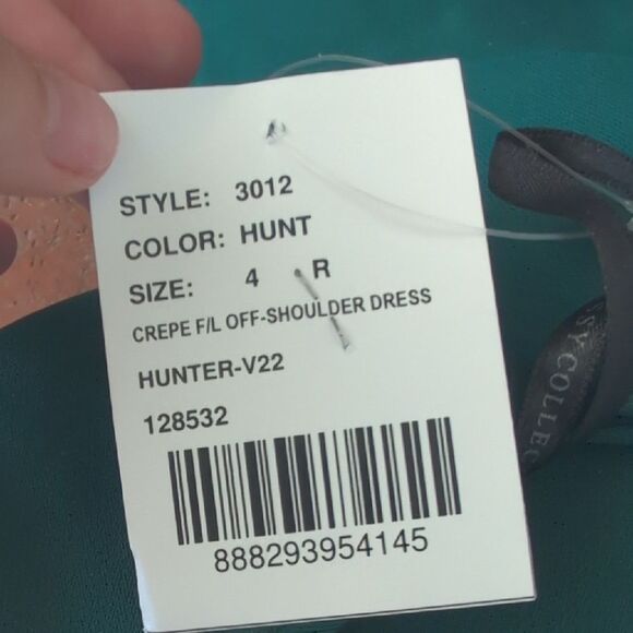 NWT Dessy Collection Off-the-Shoulder Criss Cross Back Trumpet Gown Green 4 - Picture 10 of 14